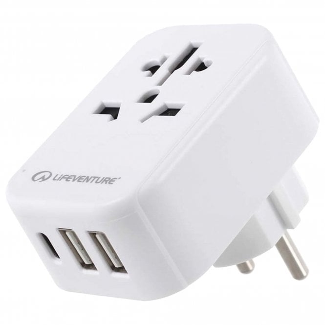 Lifeventure Europe Travel Adaptor + USB