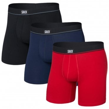 Mens Essential Cotton Boxer Brief Fly 3 Pack