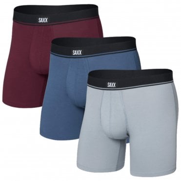 Mens Essential Cotton Boxer Brief Fly 3 Pack