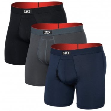 Mens Multi Sport Mesh Boxer Brief Fly 3 Pack