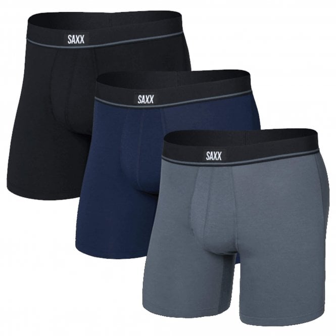 Saxx Mens Essential Cotton Boxer Brief Fly 3 Pack