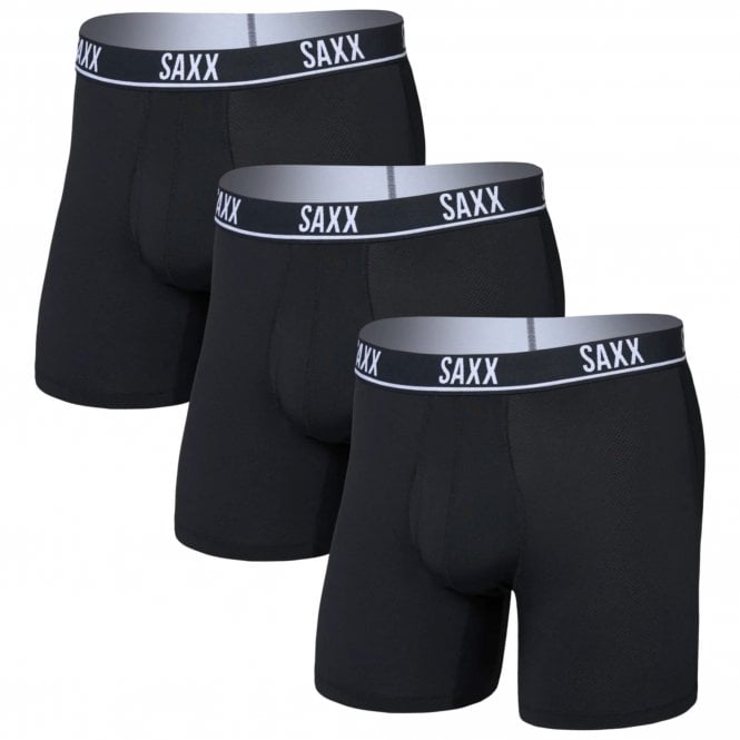 Saxx Mens Essential Performance Mesh Boxer Brief  Fly 3 Pack